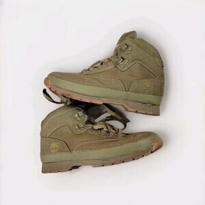 Timberland Euro Hiker Fabric Green Mid Top Lace Up Boots Size 9
